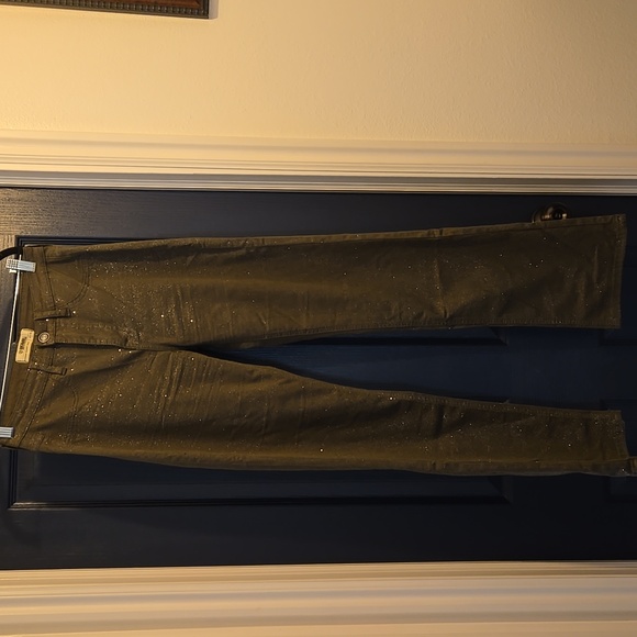 Rock & Roll Cowgirl Denim - Olive green Sparkle Rock & Roll Denim 27 x 32  Bargin Modest Boot Jeans